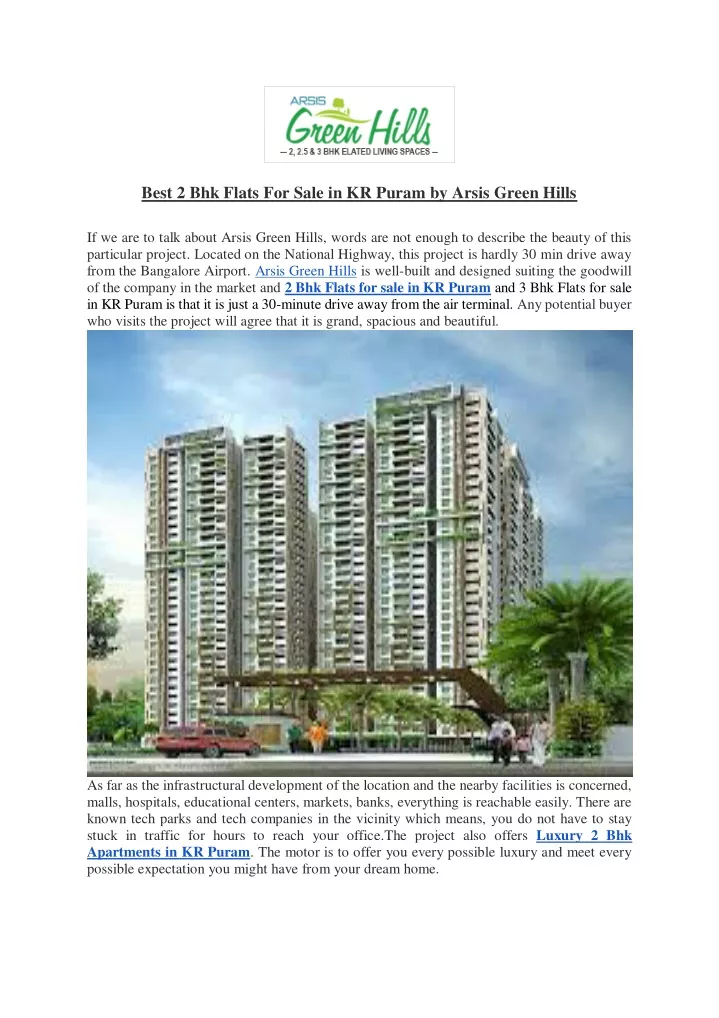 best 2 bhk flats for sale in kr puram by arsis