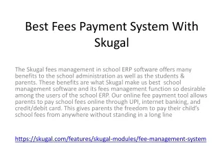 best fees payment system with skugal