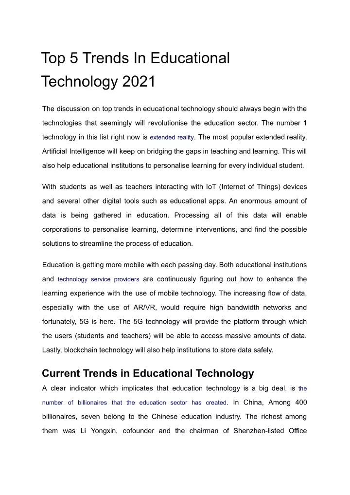 top 5 trends in educational technology 2021