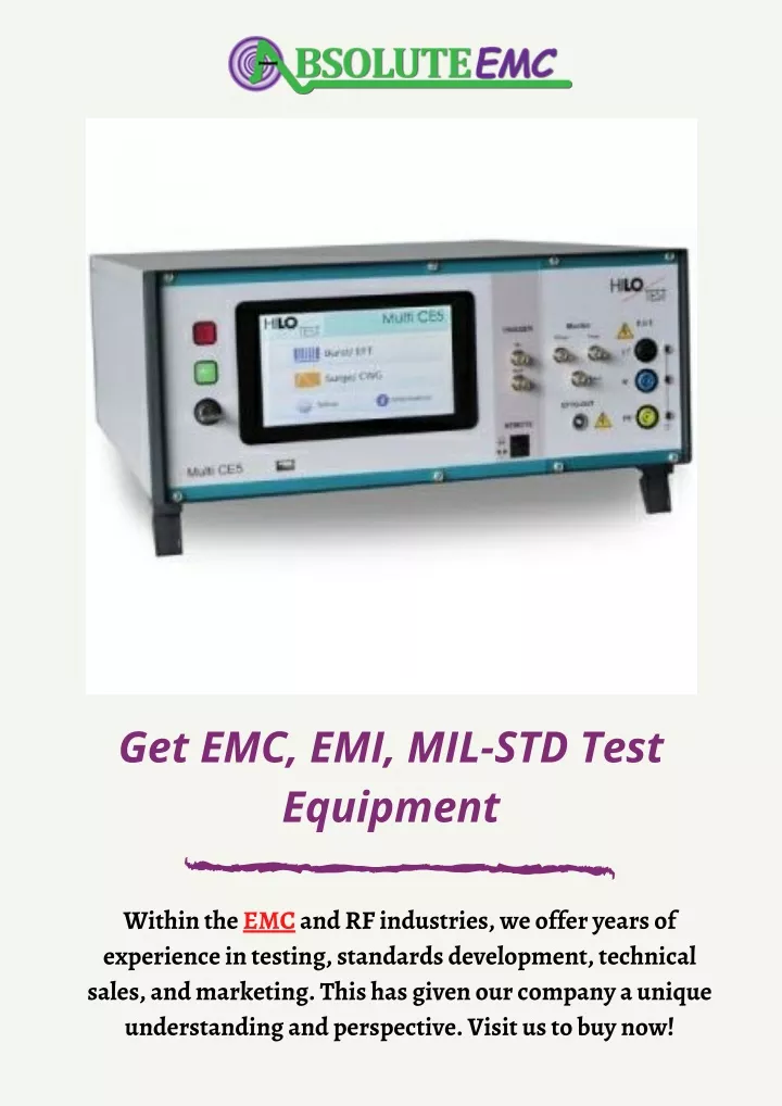 get emc emi mil std test equipment