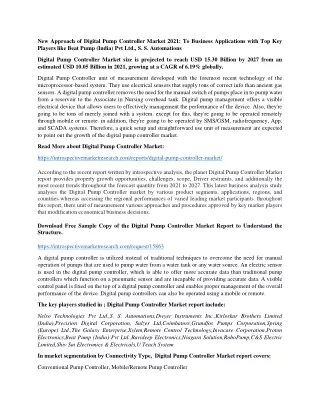 new approach of digital pump controller market