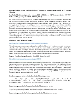 in depth analysis on ink resins market 2021