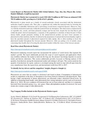 latest report on phytosterols market 2021 global