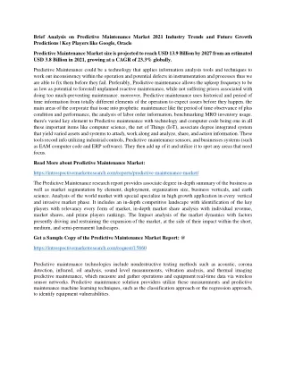 brief analysis on predictive maintenance market