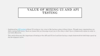 the value of mixing ui and api testing