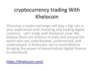 cryptocurrency trading with khelocoin