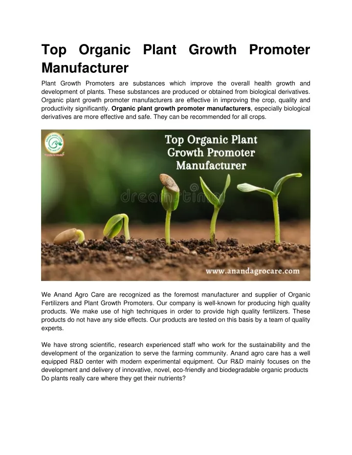 top organic plant growth promoter manufacturer