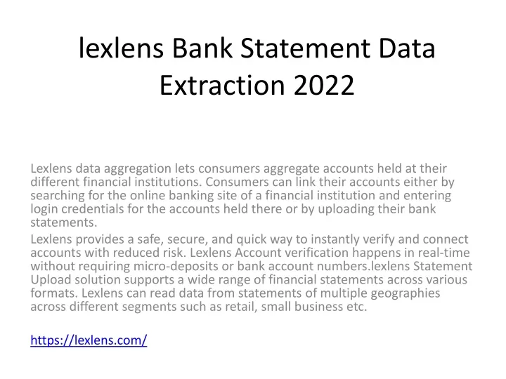 lexlens bank statement data extraction 2022