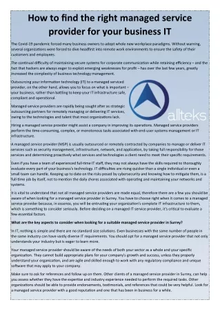 How to find the right managed service provider for your business IT