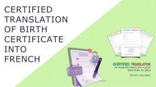 Certified Translation of Birth Certificate into French