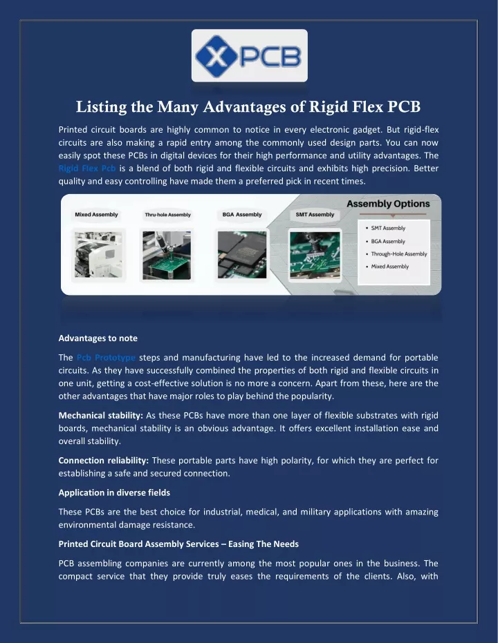 listing the many advantages of rigid flex pcb