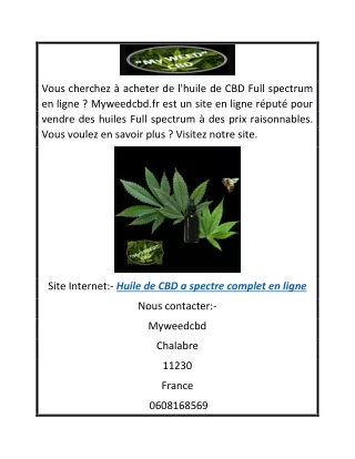Huile de CBD Full spectrum en ligne