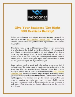 give your business the right seo services backup