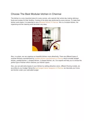 Choose The Best Modular kitchen in Chennai