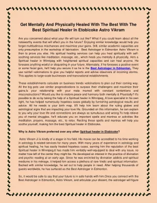 Get Mentally And Physically Healed With The Best With The Best Spiritual Healer In Etobicoke Astro Vikram