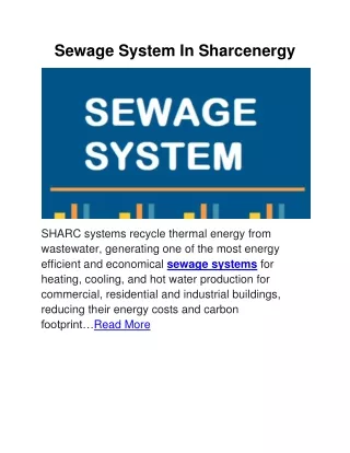 Sewage System In Sharcenergy