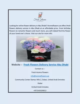 Fresh Flowers Delivery Service Abu Dhabi | Aromaflowers.ae