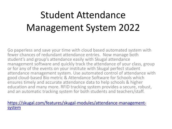 student attendance management system 2022