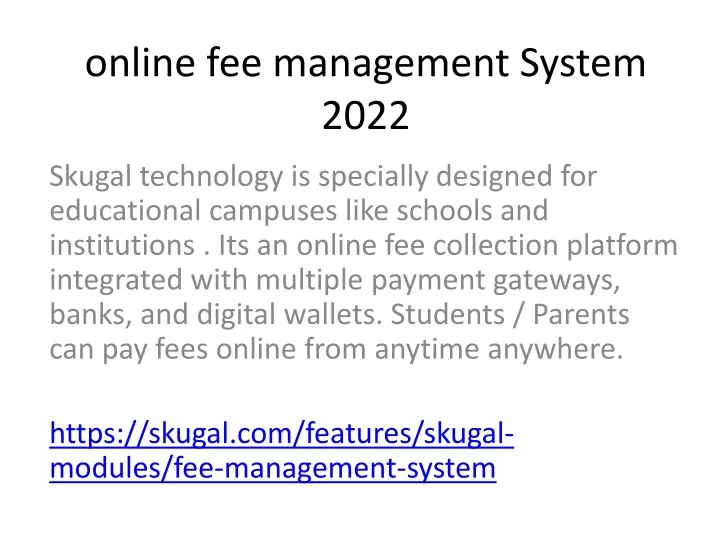 online fee management system 2022