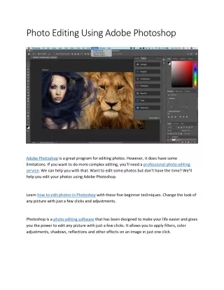 Can You Really Learn How To Photo Editing Using Adobe Photoshop