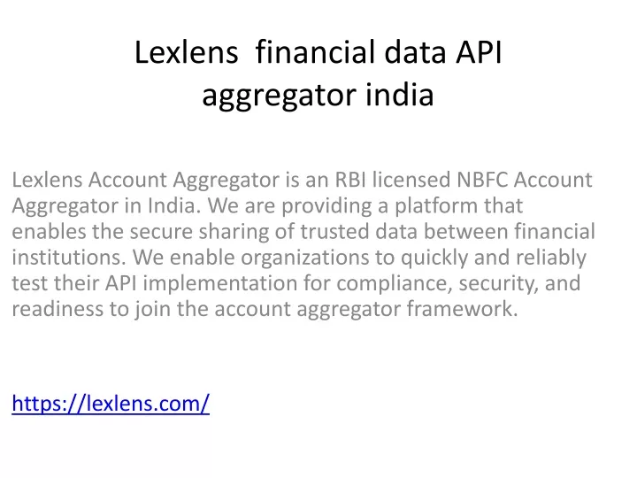 lexlens financial data api aggregator india