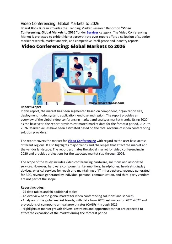 video conferencing global markets to 2026 bharat