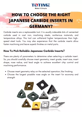 How to Choose the Right Japanese Carbide Inserts in Germany
