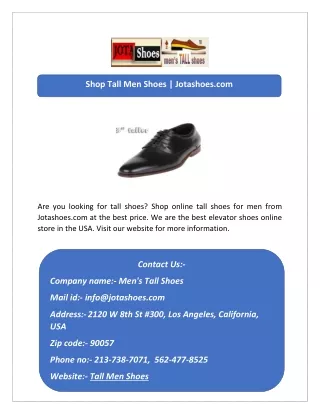 Shop Tall Men Shoes | Jotashoes.com