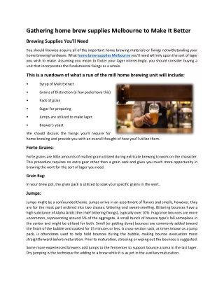 home brew supplies Melbourne