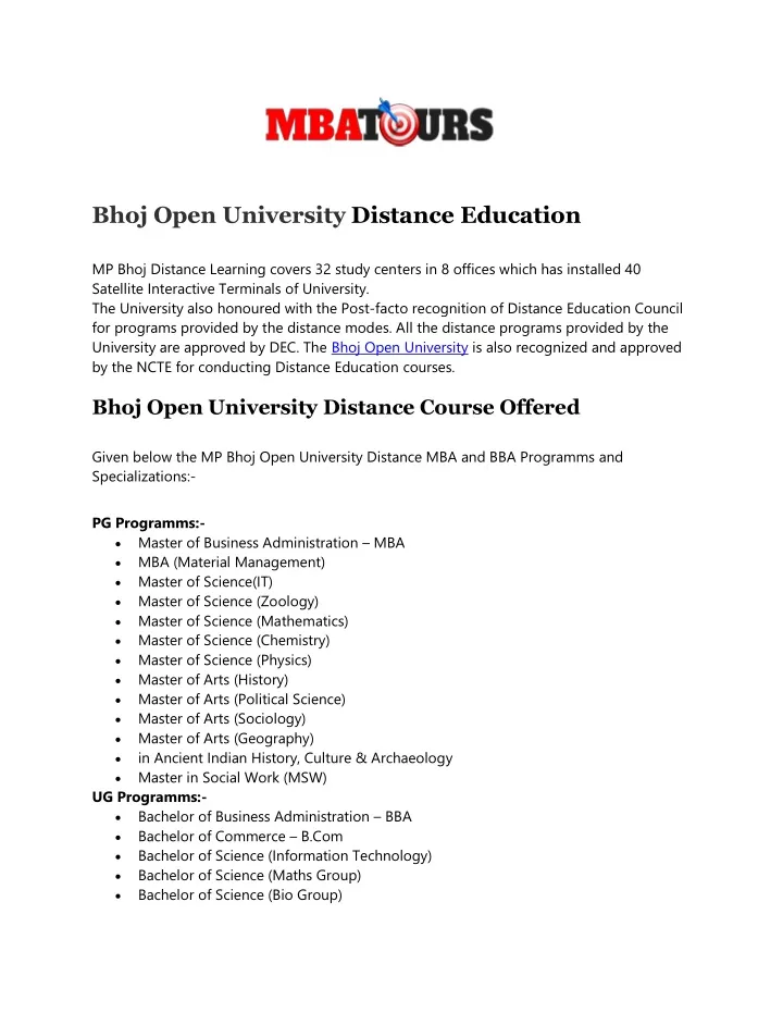 bhoj open university distance education mp bhoj