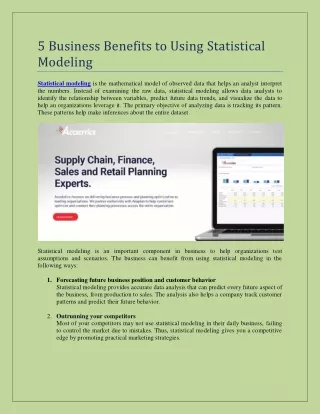 5 Business Benefits to Using Statistical Modeling