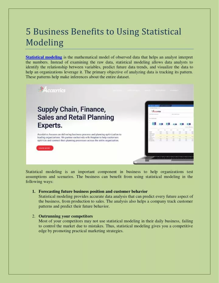 5 business benefits to using statistical modeling