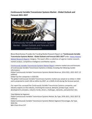 continuously variable transmission systems market
