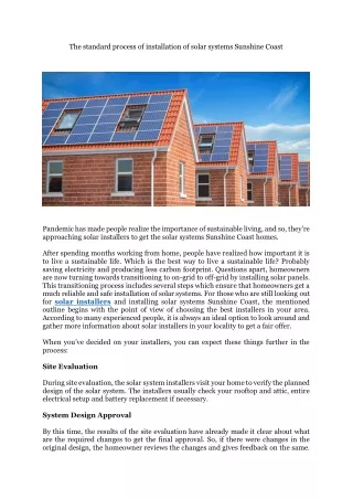 the standard process of installation of solar