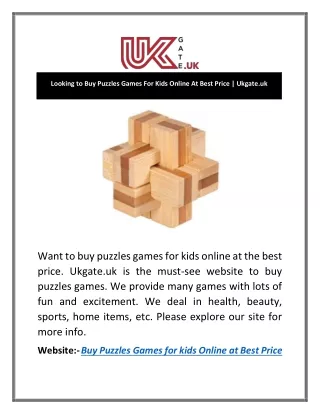 Looking to Buy Puzzles Games For Kids Online At Best Price | Ukgate.uk