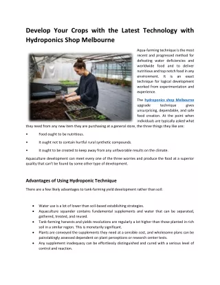 Hydroponics Shop Melbourne