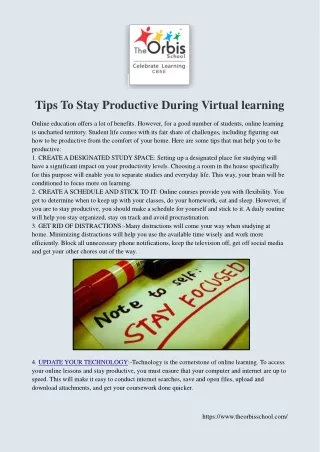 Tips To Stay Productive During Virtual learning-The Orbis School