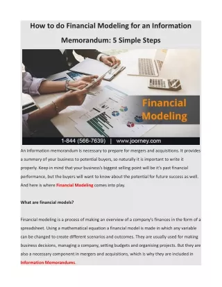 How to do Financial Modeling for an Information Memorandum 5 Simple Steps
