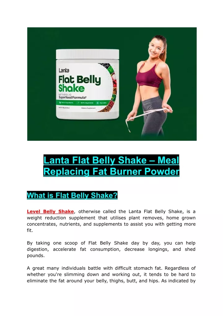 lanta flat belly shake meal replacing fat burner