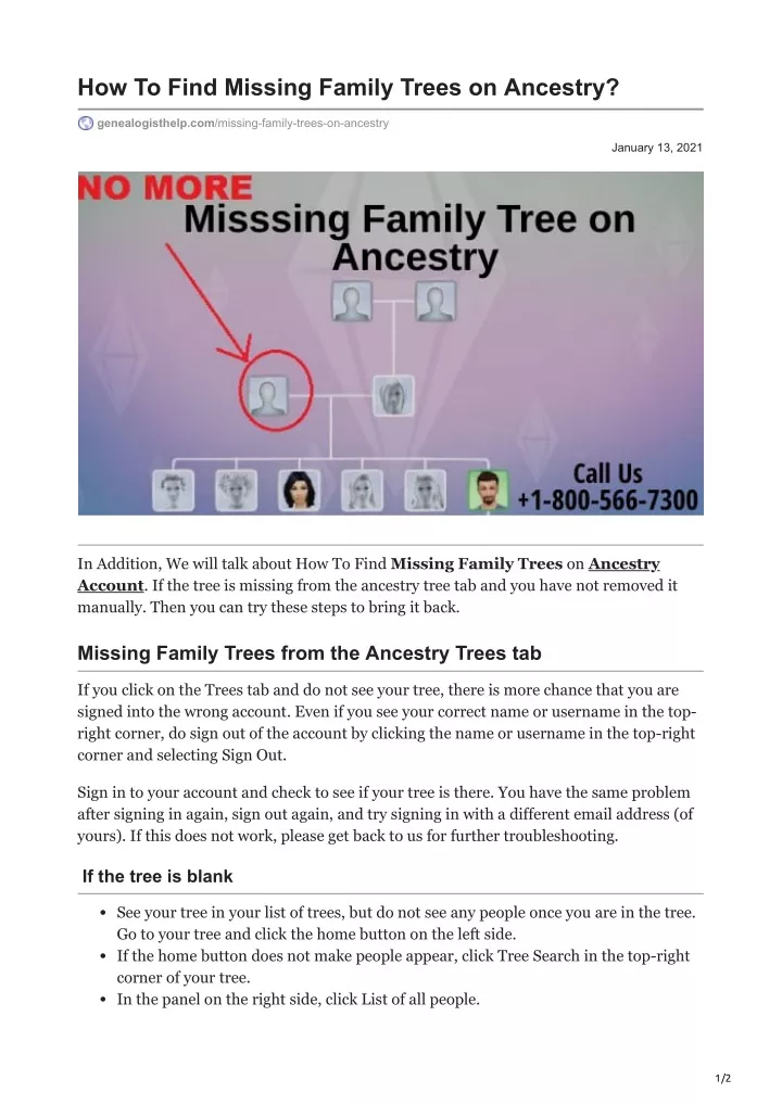 how to find missing family trees on ancestry