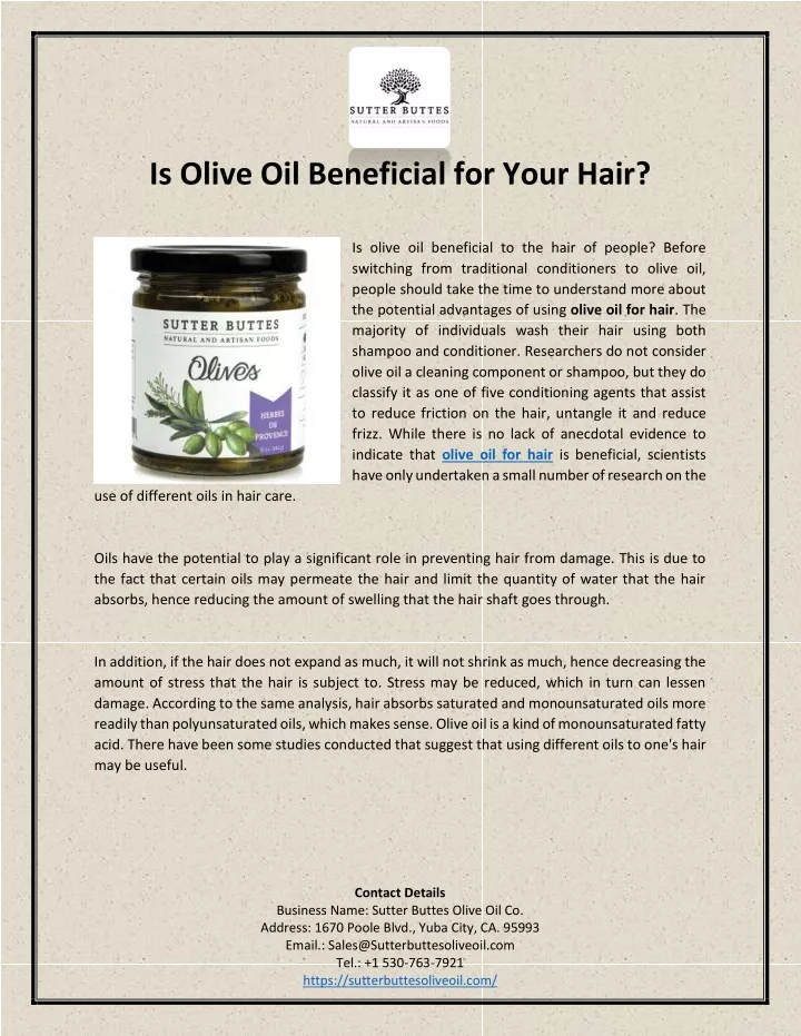 is olive oil beneficial for your hair