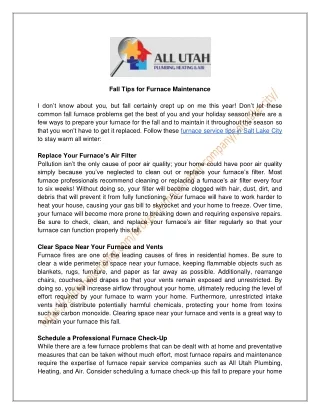 fall tips for furnace maintenance