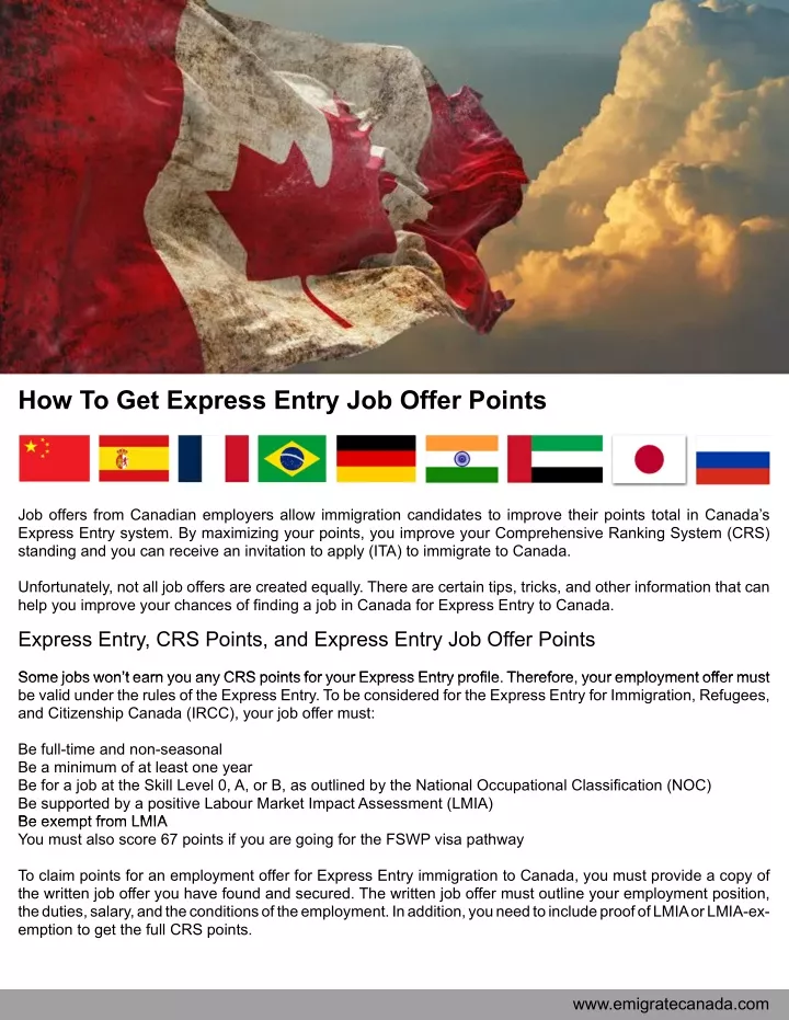 how to get express entry job offer points