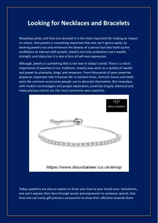 Looking for Necklaces and Bracelets