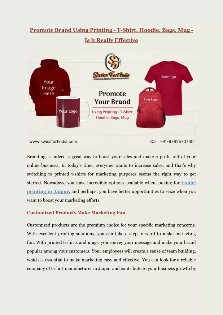 promote brand using printing t shirt hoodie bags