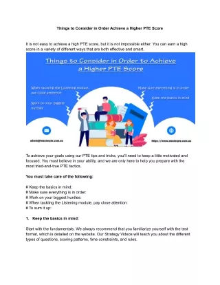 Things to Consider in Order Achieve a Higher PTE Score