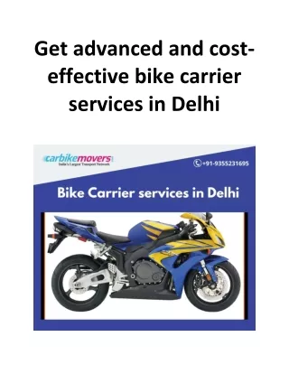 Get advanced and cost-effective bike carrier services in Delhi-PDF