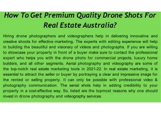 How to get premium quality drone shots for real estate Australia