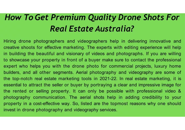 how to get premium quality drone shots for real estate australia