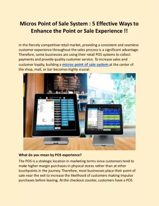 micros point of sale system 5 effective ways to enhance the point or sale experience